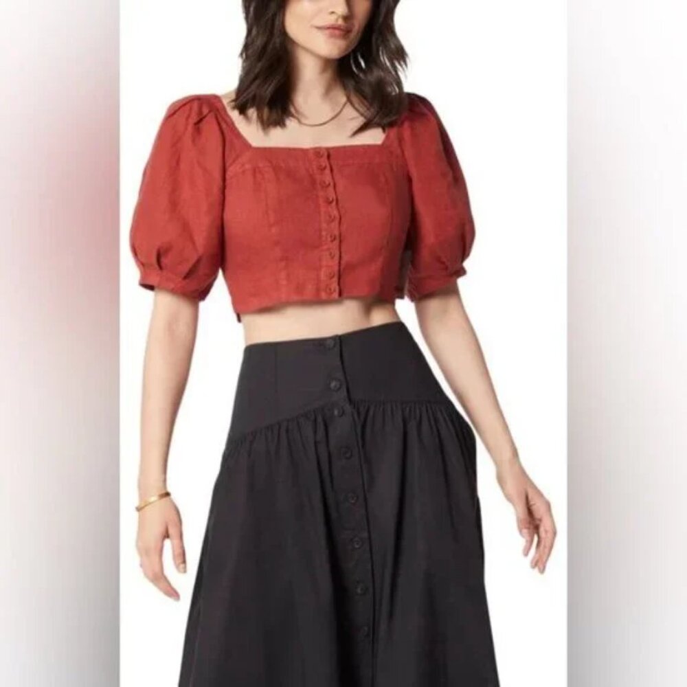 Blanche Short Sleeve Linen Top | Joie | Size Large | L